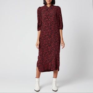 NWT red leaf print shirt dress